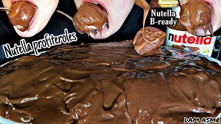 ASMR NUTELLA amp CHOCO OVERLOAD PROFITEROLESCREAM PUFFSNUTELLA BREADYEATING WHOLE PLATE CHALLENGE [upl. by Damalis8]