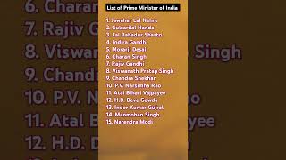 List of prime minister of India  best every exam sscpcs clerk and various competitive exams [upl. by Lenci]