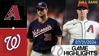 Washington Nationals vs Arizona Diamondbacks Full Game Highlights 07312024  MLB Highlights 2024 [upl. by Niajneb]