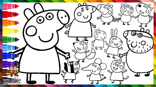 Zeichne und Male Peppa Pig ihre Familie und Freunde 🐷🐱🐑🐰🐶🐴🦓🦊🐘 Zeichnungen für Kinder [upl. by Small864]