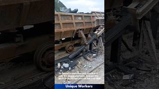 The process of unloading coal mine cart  The workers do their job perfectly  machine shorts [upl. by Alegnaoj]