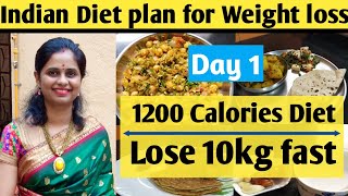 Indian diet plan for weight loss  Full day diet plan Weight loss diet plan 1200 calorie meal plan [upl. by Kjersti]