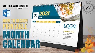 How to Design Printable Month Calendar in MS Word  OnePage Calendar [upl. by Ahnavas]