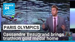 Paris Olympics Triathlon champion Cassandre Beaugrand brings gold medal home • FRANCE 24 [upl. by Oirasor]