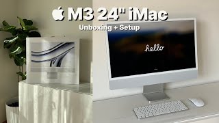  M3 silver iMac aesthetic 📦 unboxing  setup [upl. by Weir]