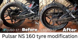 Pulsar ns 160 bigger 13070 tyre installation [upl. by Kenney]