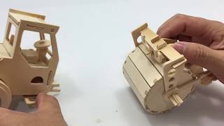 DIY Miniature Road Roller  3D Woodcraft Construction Kit [upl. by Onder]