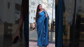 New stylish saree design ideas🔥💙 letest plain saree trendingsarrelovehighlightsviralvideoshorts [upl. by Mitchel]