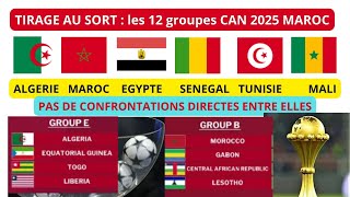 Resultat tirage au sort CAN Maroc 2025  12 groupes formés  ou  equilibrés [upl. by Eirelav]