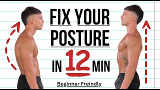 12 min Posture Correction Yoga Rounded Shoulder Tilted Neck Hunched Back [upl. by Nogras]