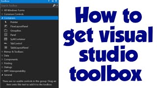 Visual Studio Toolbox Missing 100 [upl. by Gaskins]