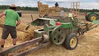 John Deere AR With Small Square Baler Working  1st Ontario Two Cylinder Club Show [upl. by Navy]