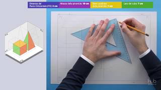 Proiezione ortogonale di un cubo e di una piramide affiancati [upl. by Ellocin]