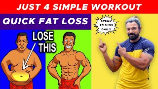 Just 4 Simple Workout  Reduce Fat Loss  20 Mins Workout for Fat Loss  Simple Workout for Fat Loss [upl. by Atsirhcal]