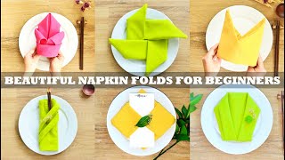 Beginner Napkin Folding Video Tutorial  6 Beautiful Folds in 6 Minutes  Episode 36 [upl. by Llerrehs]