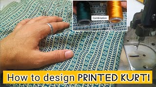 machine embroidery neck design  Embroidery on printed kurti  embroidery machine [upl. by Sivram]