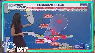 Oscar strengthens into Category 1 hurricane near the Bahamas [upl. by Narak]