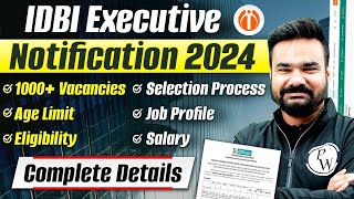 IDBI Executive Notification 2024  IDBI ESO Job Profile Salary Selection Process  Full Details [upl. by Aprile]