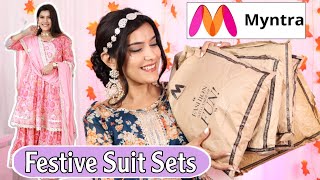 MYNTRA Kurta Sets Haul  Festive Suit Sets Starts Only 600 Rs  Super Style Tips [upl. by Terrab]