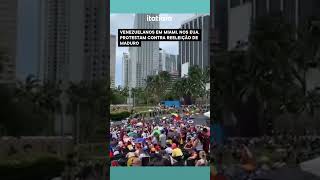 VENEZUELANOS EM MIAMI NOS EUA PROTESTAM CONTRA REELEIÇÃO DE MADURO [upl. by Anaert]