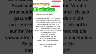 B1 schreiben  Entschuldigung  B1 deutsch Prüfung deutschlernen schreiben lernen b1prüfung [upl. by Bandur217]