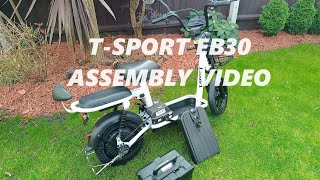 TSport Electric Scooter EB30 Unboxing Assembly Instructions [upl. by Barcot]