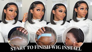 Using TAPE To Install A Wig 100 Frontal Bob Wig Install Start To Finish Ft Ali Grace Hair [upl. by Sialac175]