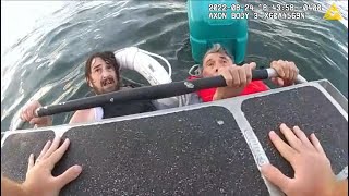 ‘Hero’ Officers Save Father and Son Floating on Cooler [upl. by Harrat]