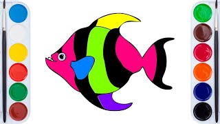 How to draw and color tropical fish for kids [upl. by Sy]