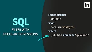 SQL Tutorial  Filter with regular expressions [upl. by Anuahc]