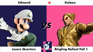 Ringling Rollout Fall 1  Edmund Luigi vs Koloax Kazuya  Losers Quarters [upl. by Nirrac]