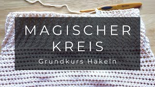 Linkshänder Grundkurs Häkeln  magischer Kreis [upl. by Einram739]