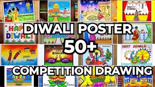 happy diwali drawing competition😘diwali​ poster​ drawing​ chartpaperdrawing​ Kaifartvlog [upl. by Pooi981]