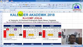 MEMBUAT Kalender Akademik OTOMATIS menggunakan Microsoft Excel [upl. by Glenna]