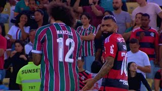 Gabigol provocando o MARCELO com o patch de campeão da Libertadores 🤣  Fluminense x Flamengo [upl. by Eineg]