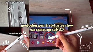 goojodoq stylus gen 3 review on samsung tab A7 android tablet honest review [upl. by Lebazej2]