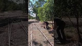 Showing my brother Setting the points and nephew how to set railway points using a cheese knob [upl. by Lleda]