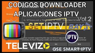 MEJORES CODIGOS DOWNLOADER CODIGOS APLICACIONES PARA LISTAS IPTV VOL2PARA FIRE TV Y ANDROID TV [upl. by Sikorski757]