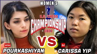 Yip had nine lives   Atousa Pourkashiyan vs Carissa Yip Us womens Chess Championship 2023 R8 [upl. by Navi]