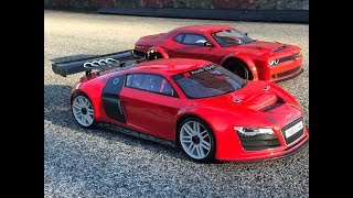 Kyosho Inferno GT2 VE Race Spec  Audi R8 LMS et Dodge Challenger SRT Demon [upl. by Sirap]