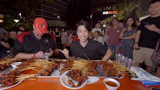 INSANE SATAY EATING Record ft RandySantel  CLOSE TO 500 STICKS EATEN at Lau Pa Sat Singapore [upl. by Rayham]