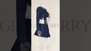 GIRLMERRY Sexy nonstretch solid color pleated denim highslit mini skirt set Wholesale DA010348 [upl. by Steven]