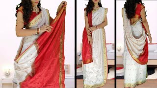 Traditional Bengali Saree Draping For Durga Puja  Easy Bengali Saree Draping Tutorial [upl. by Saw]