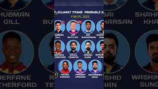 Gujarat Titans Probable XI for IPL 2025 cricket ipl mi gt gujarattitans iplfinal [upl. by Arayc]