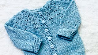 Easy Knit Baby cardigan sweater with straight needles PERFECT FOR BEGINNERS STEP BY STEP TUTORIAL [upl. by Airrat]