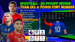 EFOOTBALL™ 24 PPSSPP REVIEW FONT NOMBER POSITION EREDIVISIE amp BRI LIGA INDONESIA [upl. by Eislehc990]