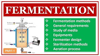 FERMENTATION  PART1  GENERAL REQUIREMENTS  FERMENTER DESIGN  DIFFERENT PARTS AND FUNCTION OF IT [upl. by Ecerahs]