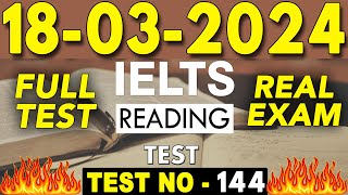 IELTS Reading Test 2024 with Answers  18032024  TEST NO  144 [upl. by Yerxa]