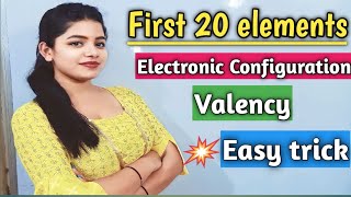 First 20 Elements  Valency trick  Electronic Configuration  Easy Method  Chemistry [upl. by Udella]