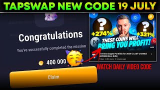 19 July Tapswap New Code  The Best Crypto Portfolio for 2024  2nd Video Code  Cinema Code Today [upl. by Notlrahc723]